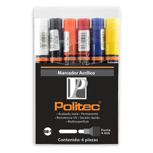 POLITEC -  Set con 6 marcadores acrílicos punta 4mm
