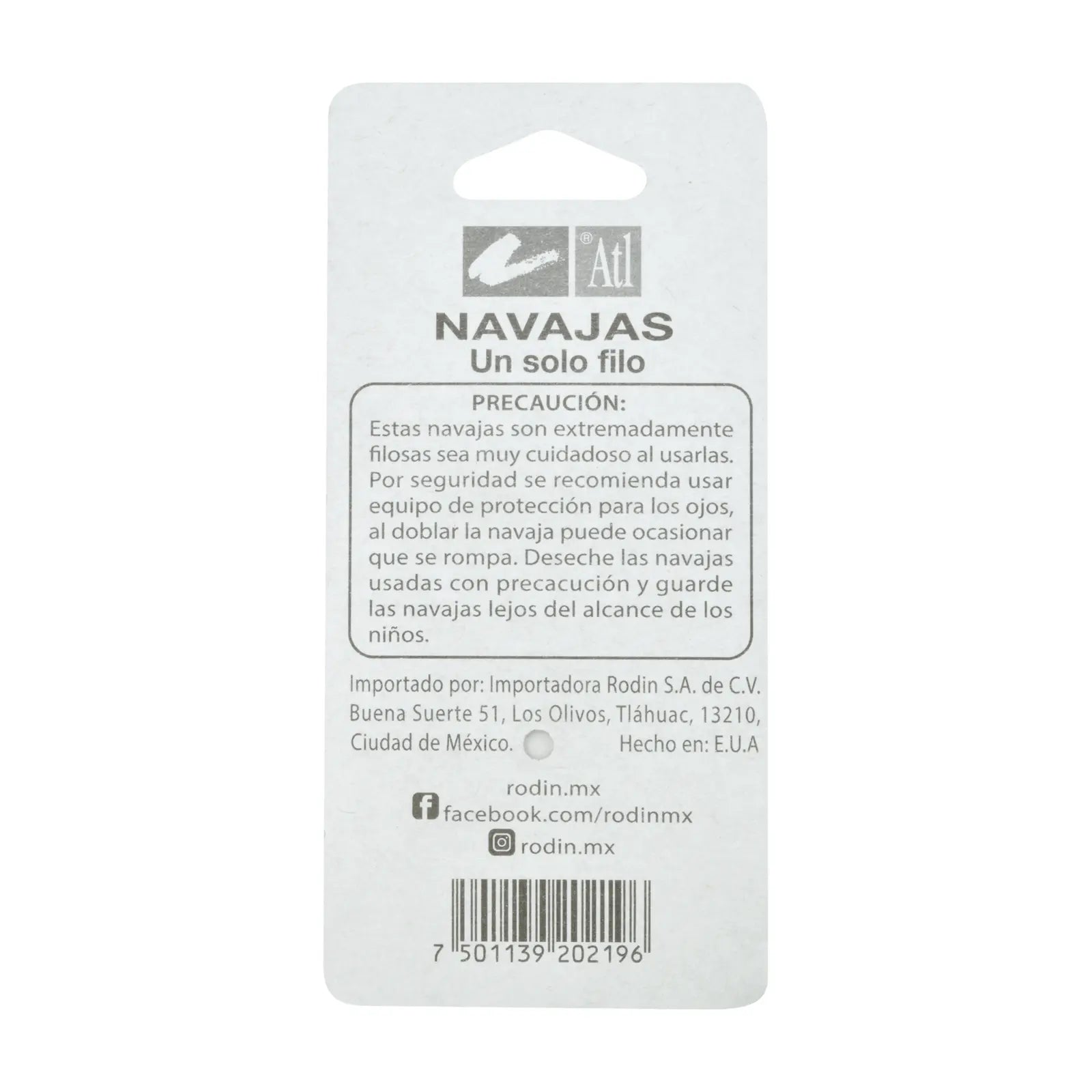 ATL - EMPAQUE CON 6 NAVAJAS DE UN SOLO FILO ATL