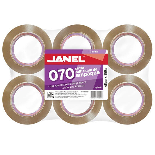 Cinta de empaque Janel 48x150 paquete con 6 piezas - MarchanteMX