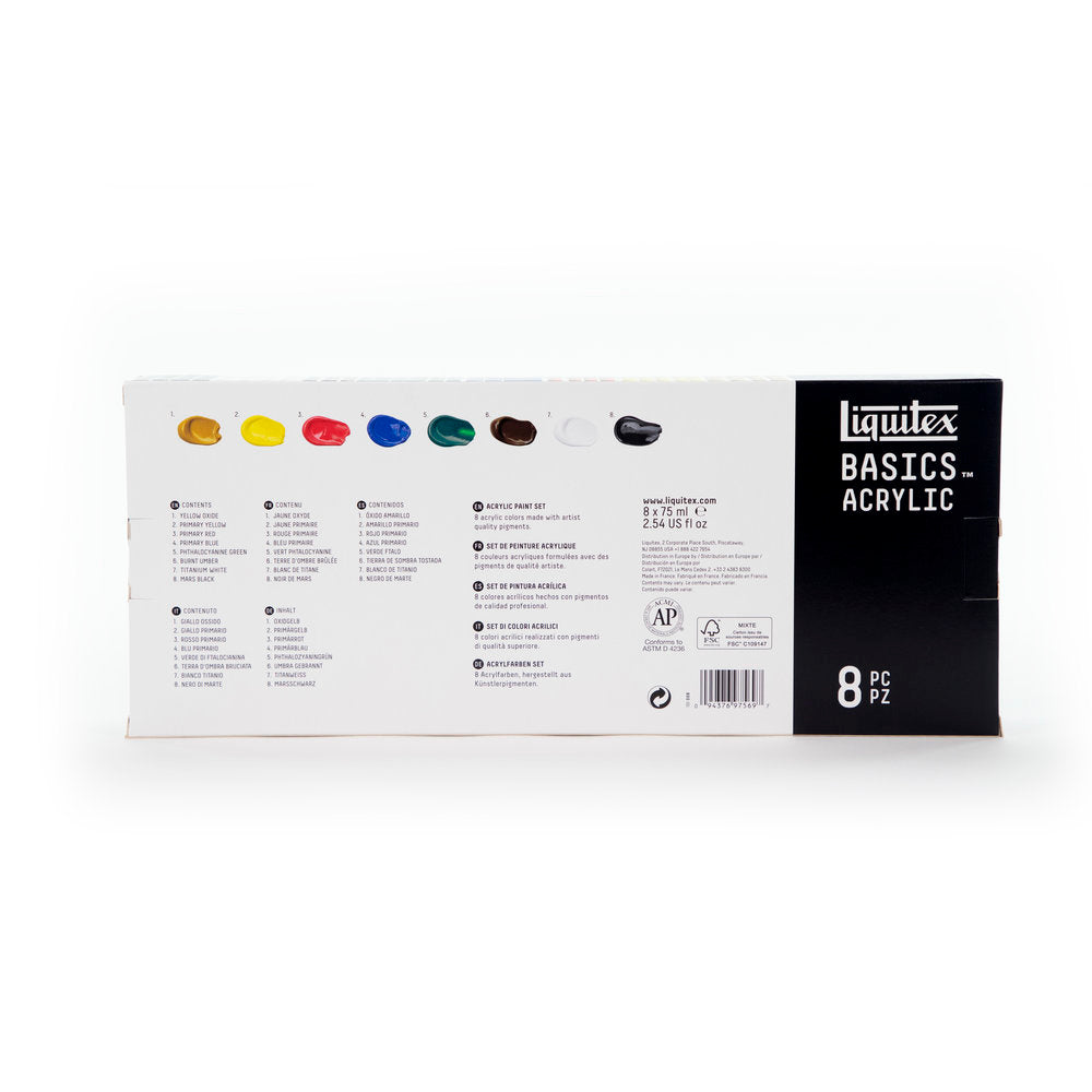 Liquitex -  Set de pintura acrilica basics row con 8 piezas