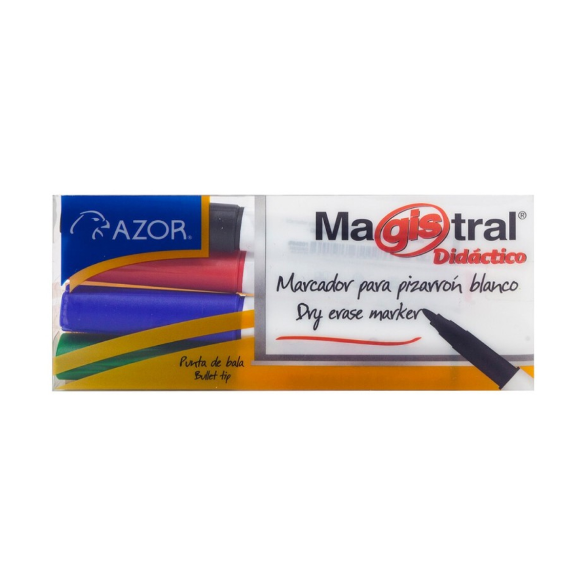 Marcadores Azor para Pizarrón Blanco 2mm Magistral Didactico 4 Piezas