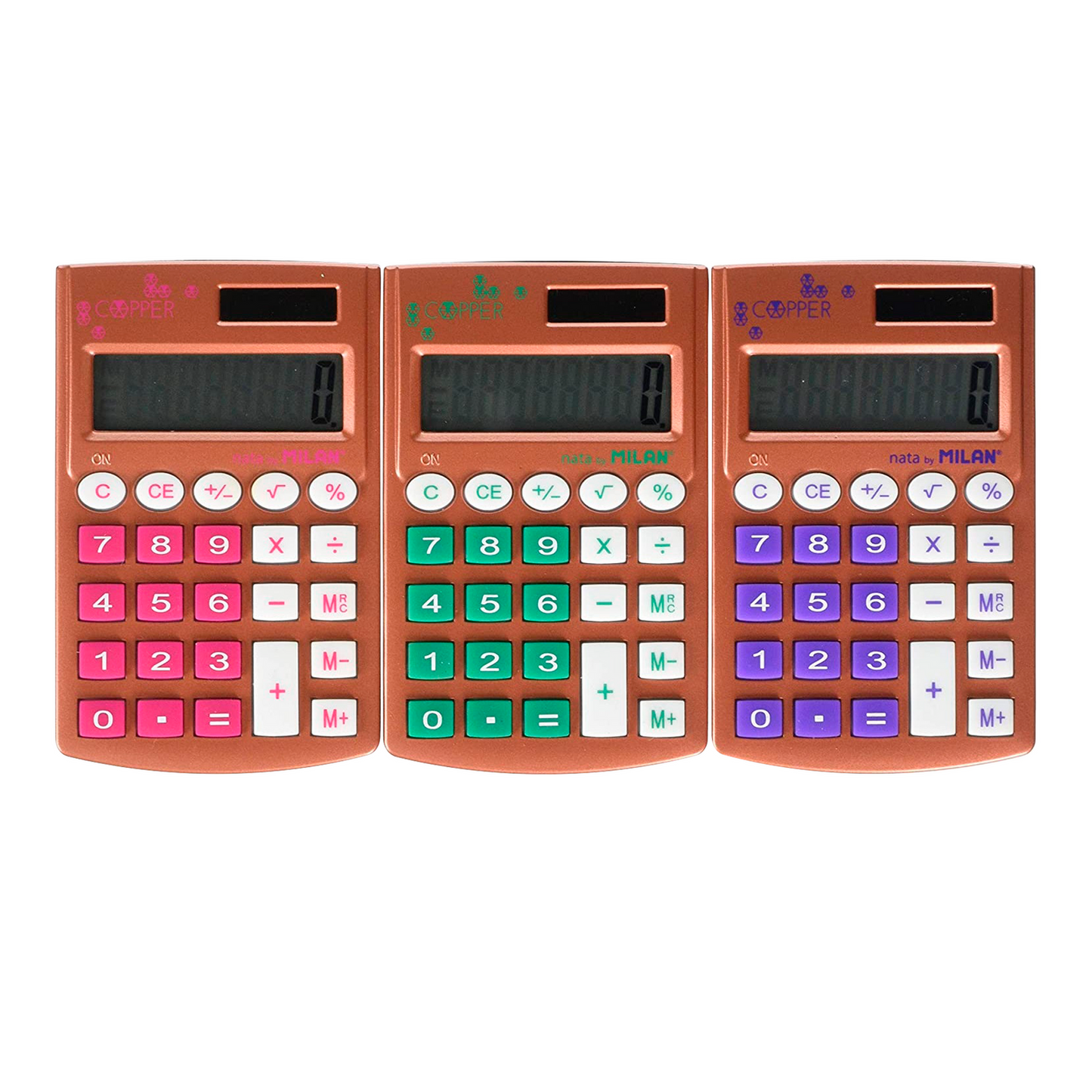 Milan - Caja Exhibidor Con 6 Calculadoras De 8 Digitos Pocket - Marchante MX