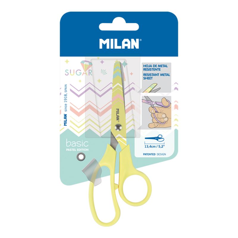 Milan - Blister Con Tijeras Basic Serie Pastel