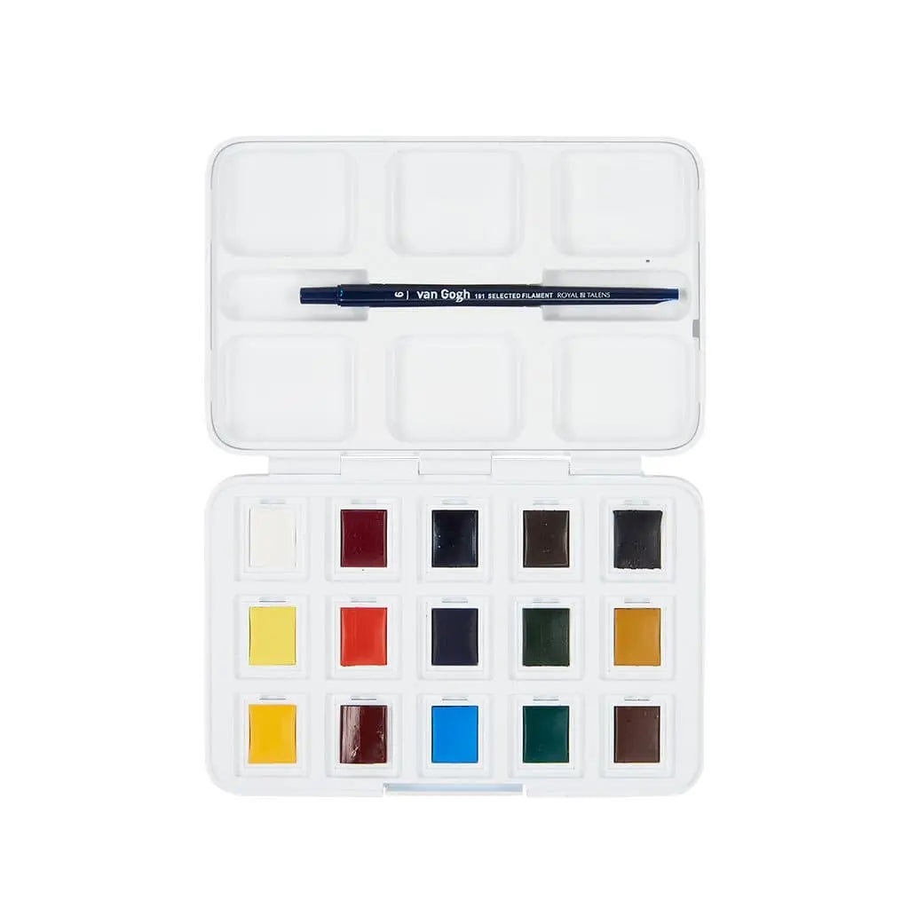 Van Gogh - Set acuarela 12 pastillas + 3 medias + pincel Van Gogh