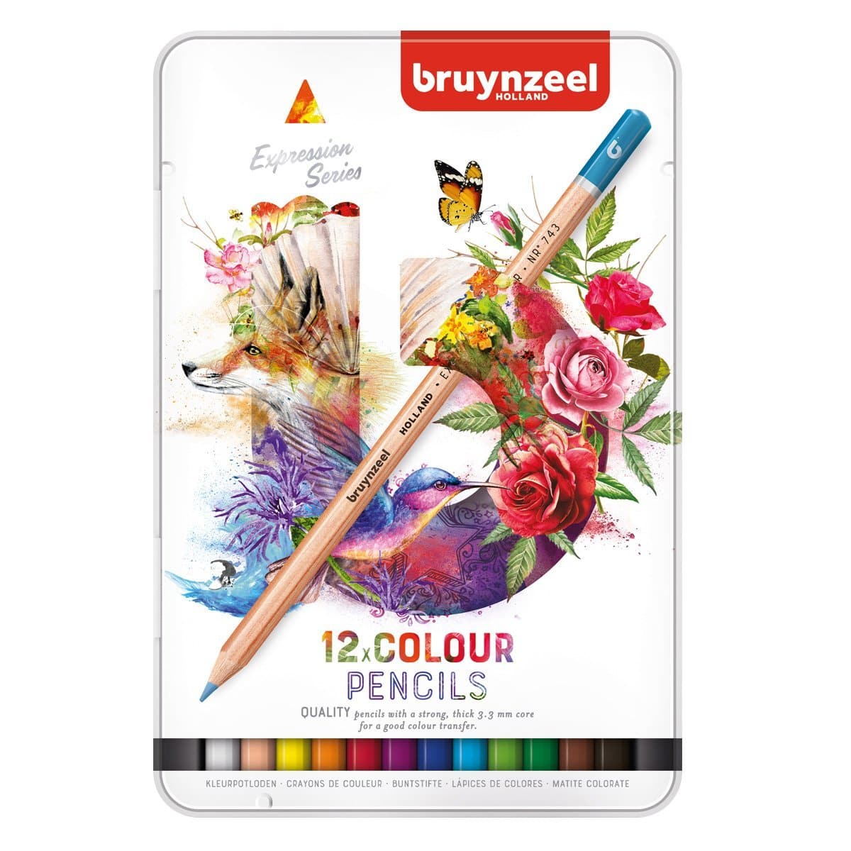 BRUYNZEEL - CAJA METÁLICA EXPRESSION  CON 12 LAPICES DE COLOR #60312012