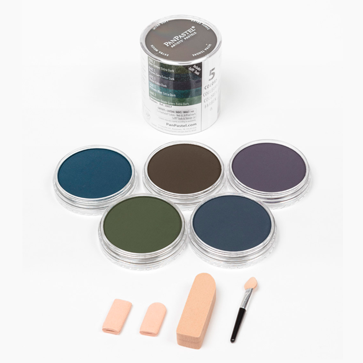 PANPASTEL - SET CON 5 PIEZAS DE PANPASTEL SELECCIÓN TONOS EXTRA OBSCUROS+ACCESORIOS #30057