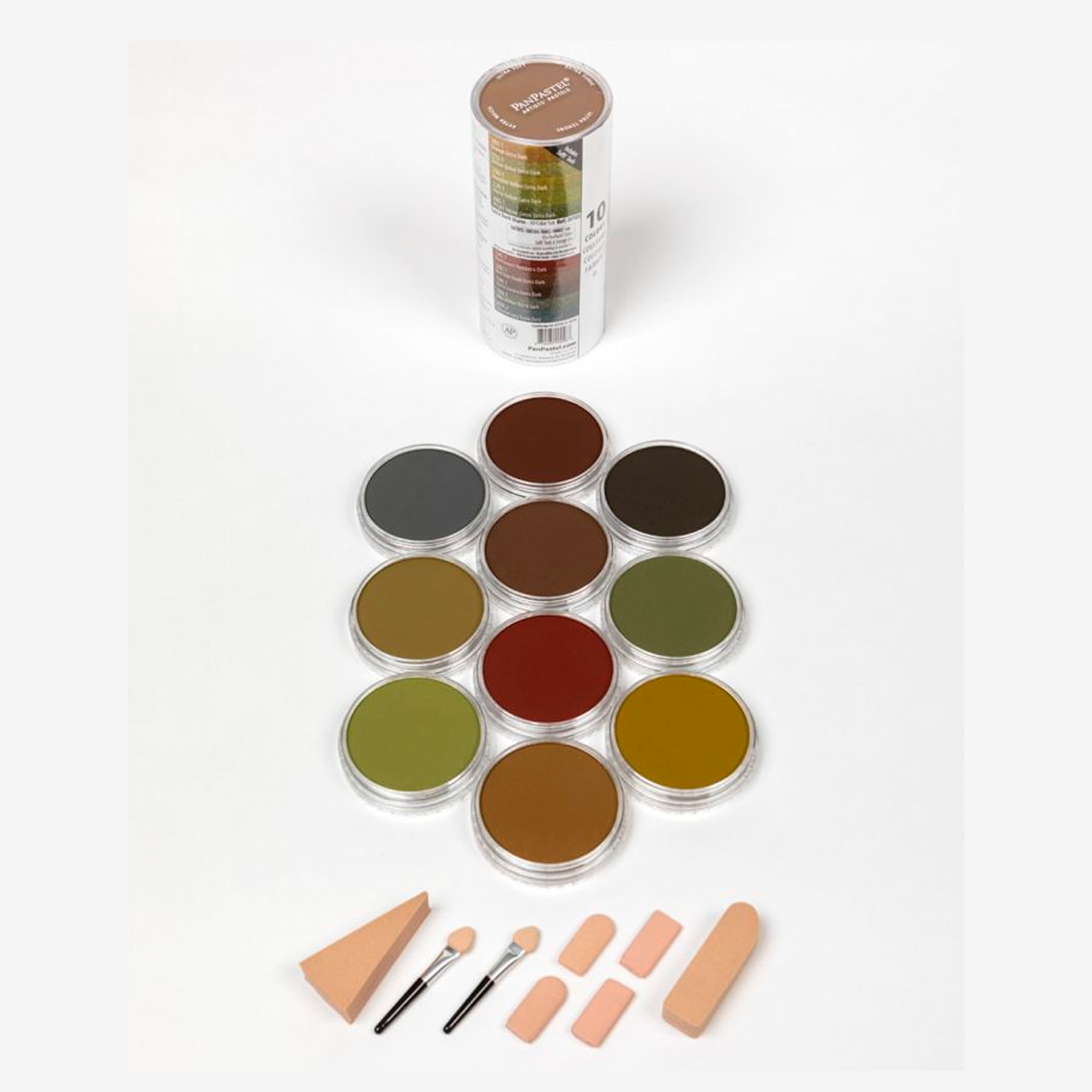 PANPASTEL - SET CON 10 PIEZAS DE PANPASTEL TONOS EXTRA OBSCUROS CAL+ACCESORIOS #30105