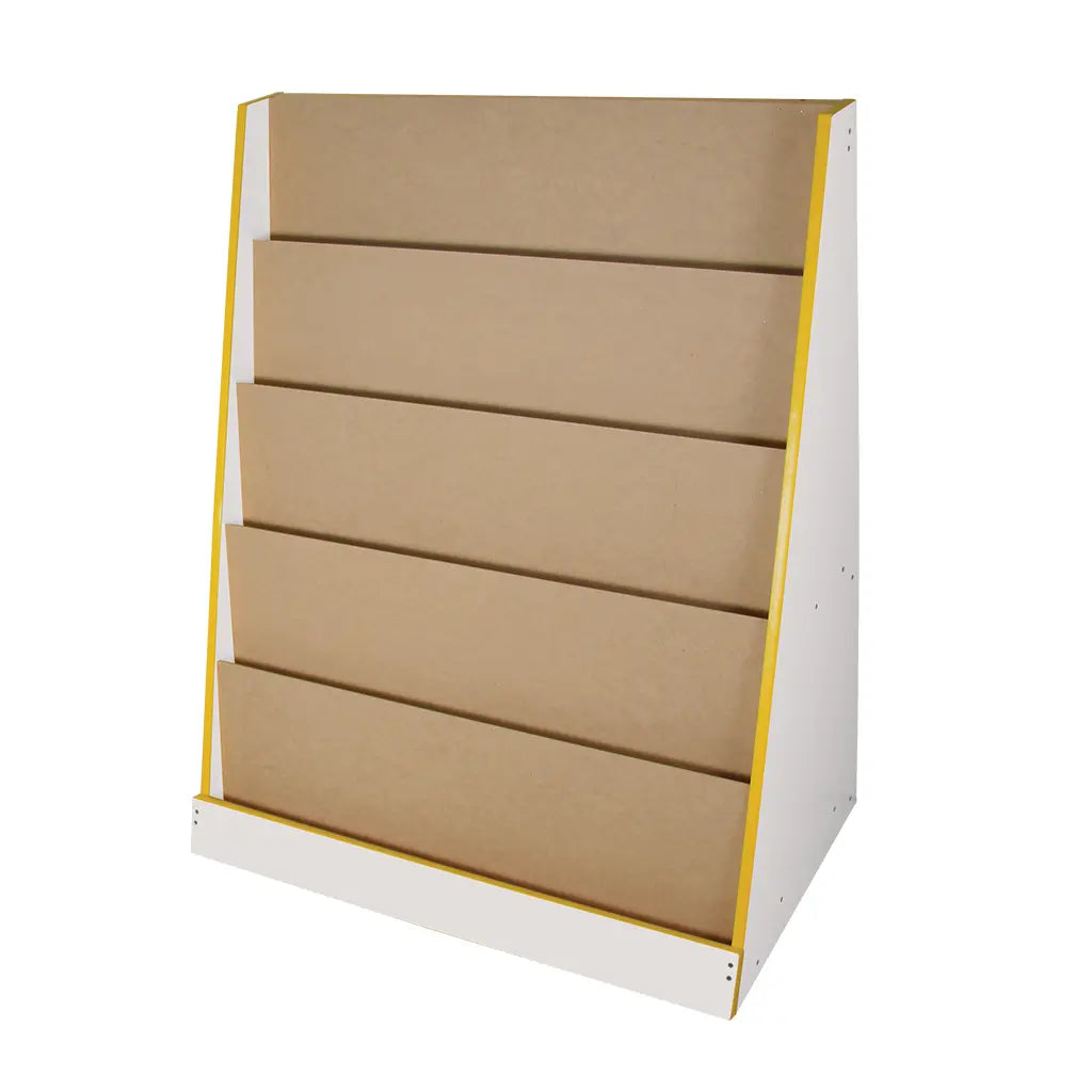 STAND PARA LIBROS GRANDE BLANCO FILO AMARILLO - Diako - vista lateral