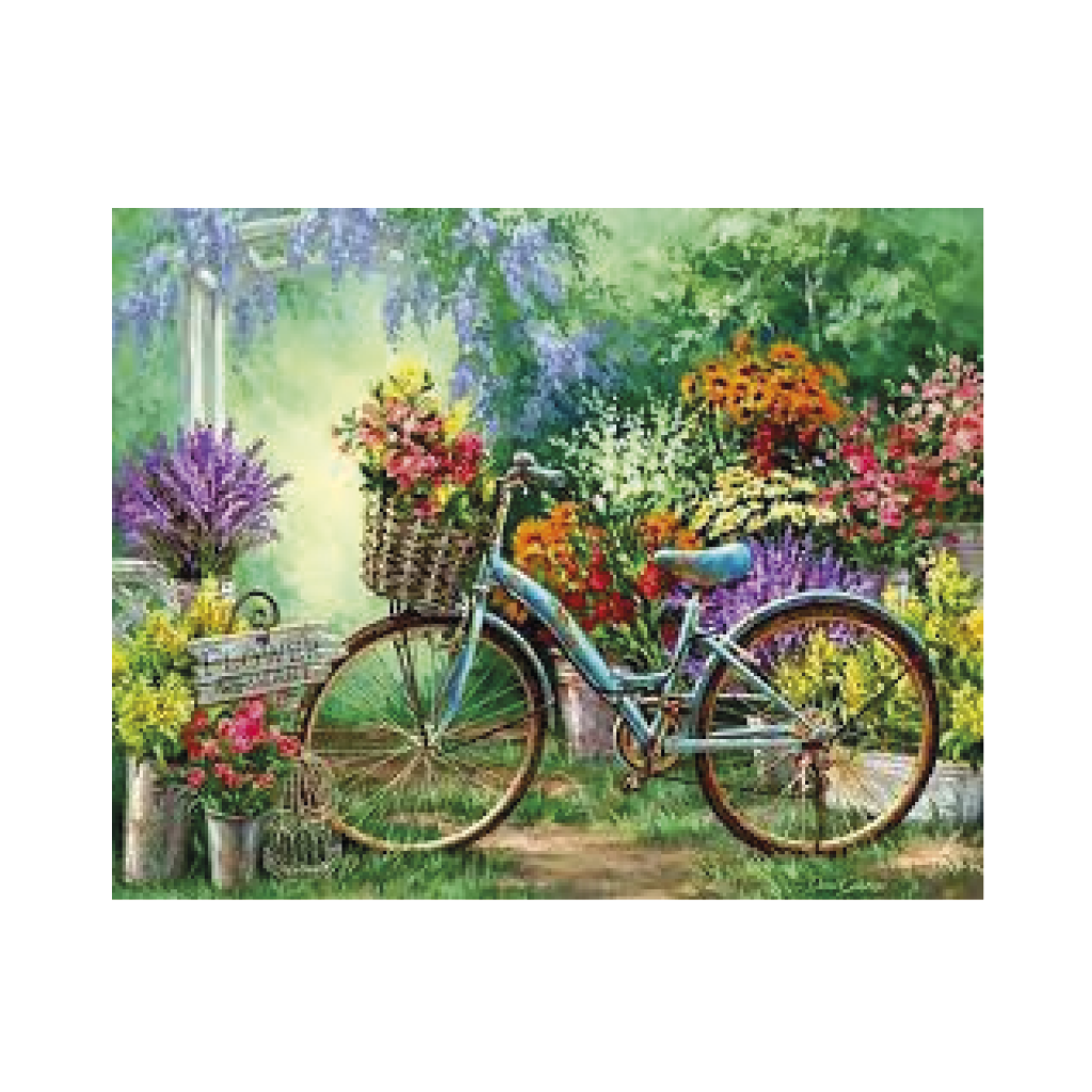 ARTE DIAMANTE BICI CON FLORES 40X50