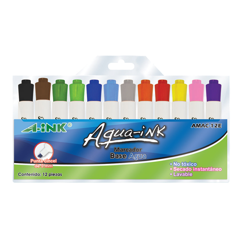 Marcador aqua-ink estuche con 12 piezas