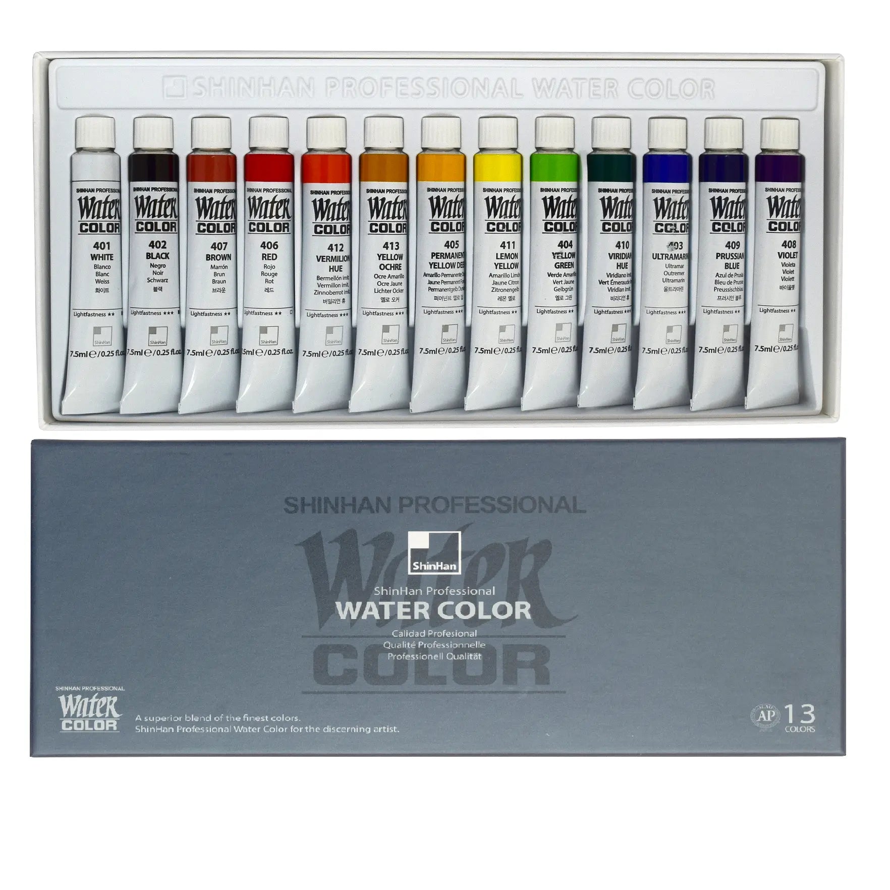 SHIN HAN - Set profesional acuarela con 13 tubos de 7.5 ml Shin Han