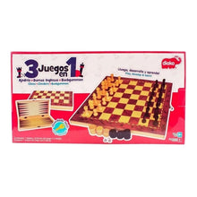 3 En 1 Juego Mesa Ajedrez Damas Backgammon Diako Didáctico