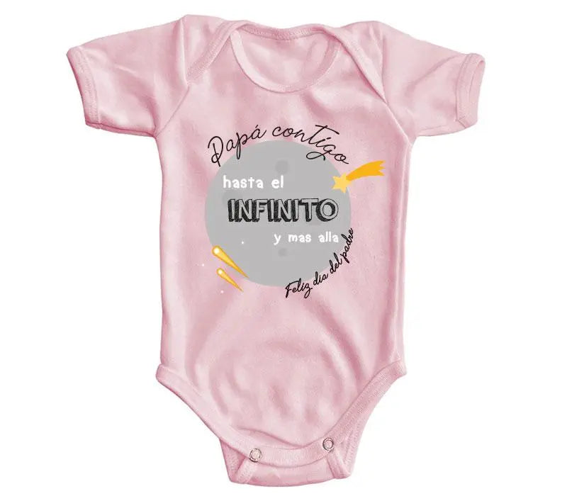 Body Bebé Papá Contigo Al Infinito y Mas Allá Manga Corta / Rosa / 12m - Coveme - vista lateral