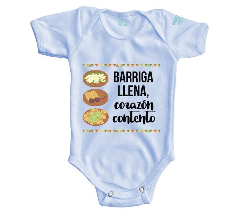 Body Bebe Barriga Llena Manga Corta Azul 6m