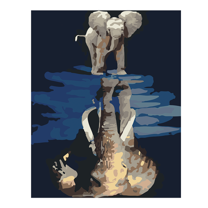 PINTA POR NUMERO 40X50 REFLEJO ELEFANTE
