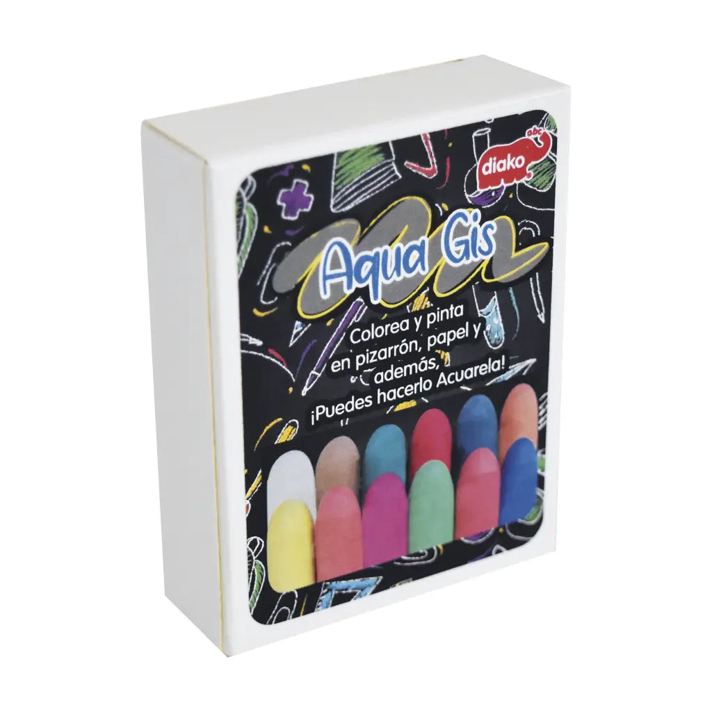 12 Aqua Gis Diako Ideal Acuarela Gises de Colores - Diako - vista lateral