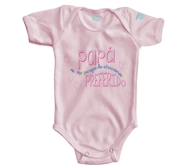 Body Bebé Papá Es Mi Parque de Atracciones Favorito Manga Corta / Rosa / 24 - PLASH