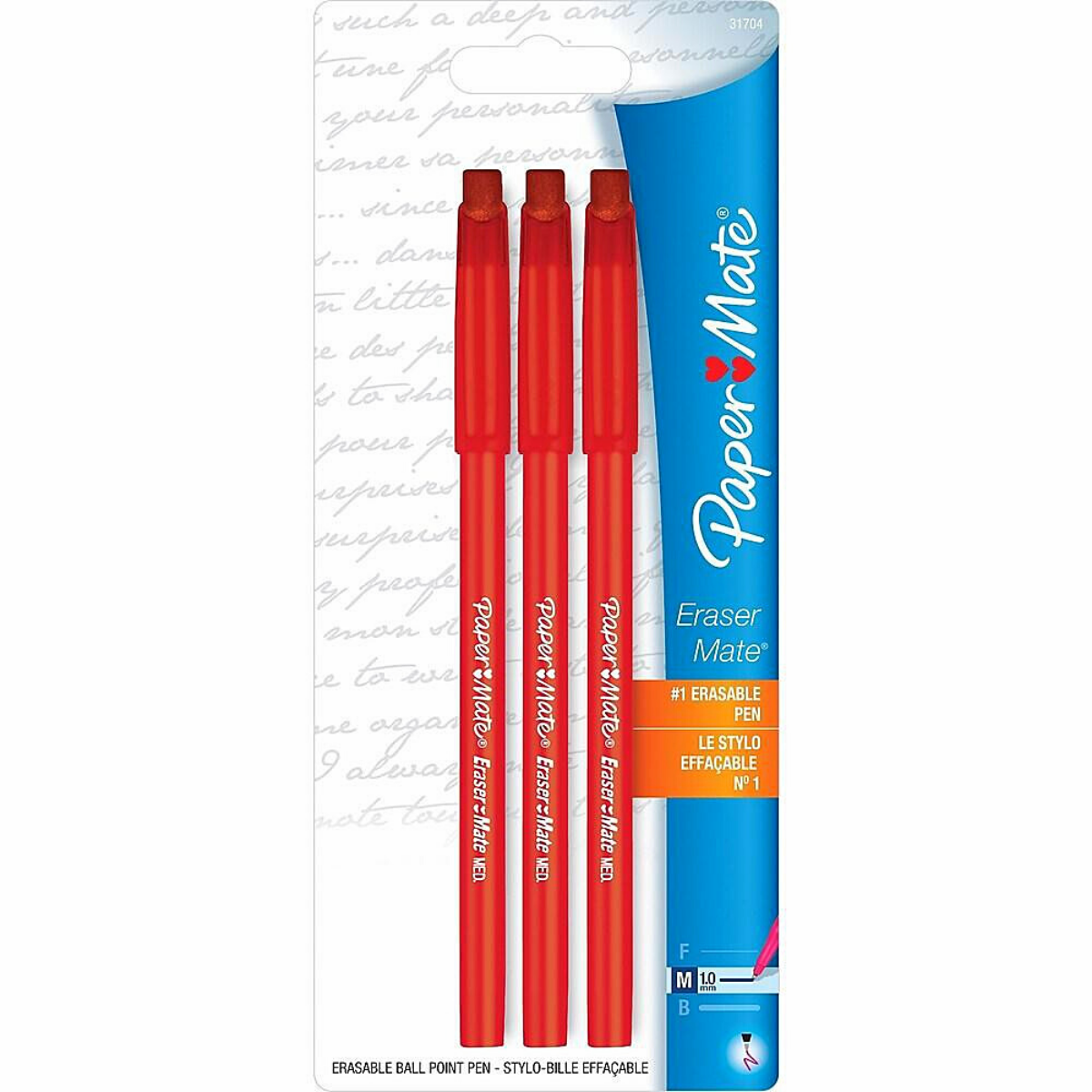 Bolígrafo Paper Mate Eraser Tinta Roja 12 piezas - MarchanteMX