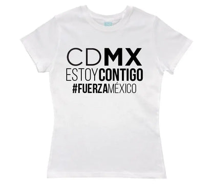 Playera Apoyo a CDMX Blanco / EEG / Dama - Coveme - vista lateral