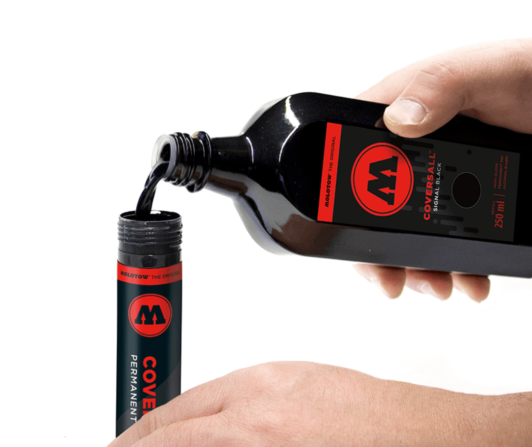MOLOTOW -Refill tinta permanente negra Coversall Cocktail 250 ml