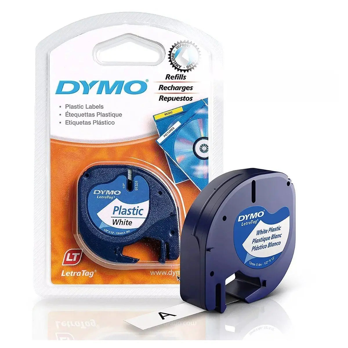 Cinta Blanca Plástica 12mm Dymo - Dymo - vista lateral