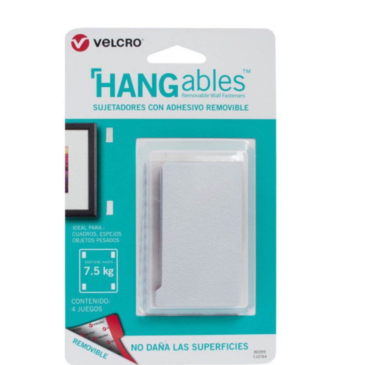 4 pack Tiras Sujetadoras adheribles VELCRO® HANGABLES™ Blancos - MarchanteMX