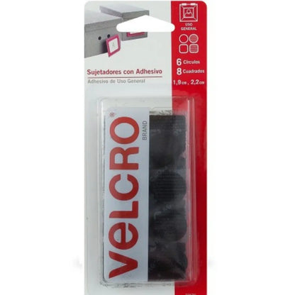 6 circulos sujetadores y 8 cuadrados Velcro Negros 1.9 cm 2.2 cm - Velcro - vista trasera