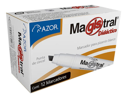 Marcadores Azor para Pizarrón Blanco Magistral Didactico 6mm 12 Piezas Elegir Color - MarchanteMX
