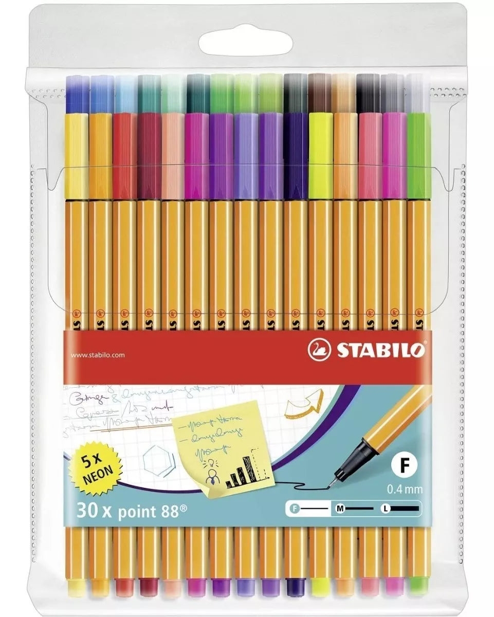 Rotulador Stabilo Point 88 Punta 0.4 Mm Estuche 30 Colores