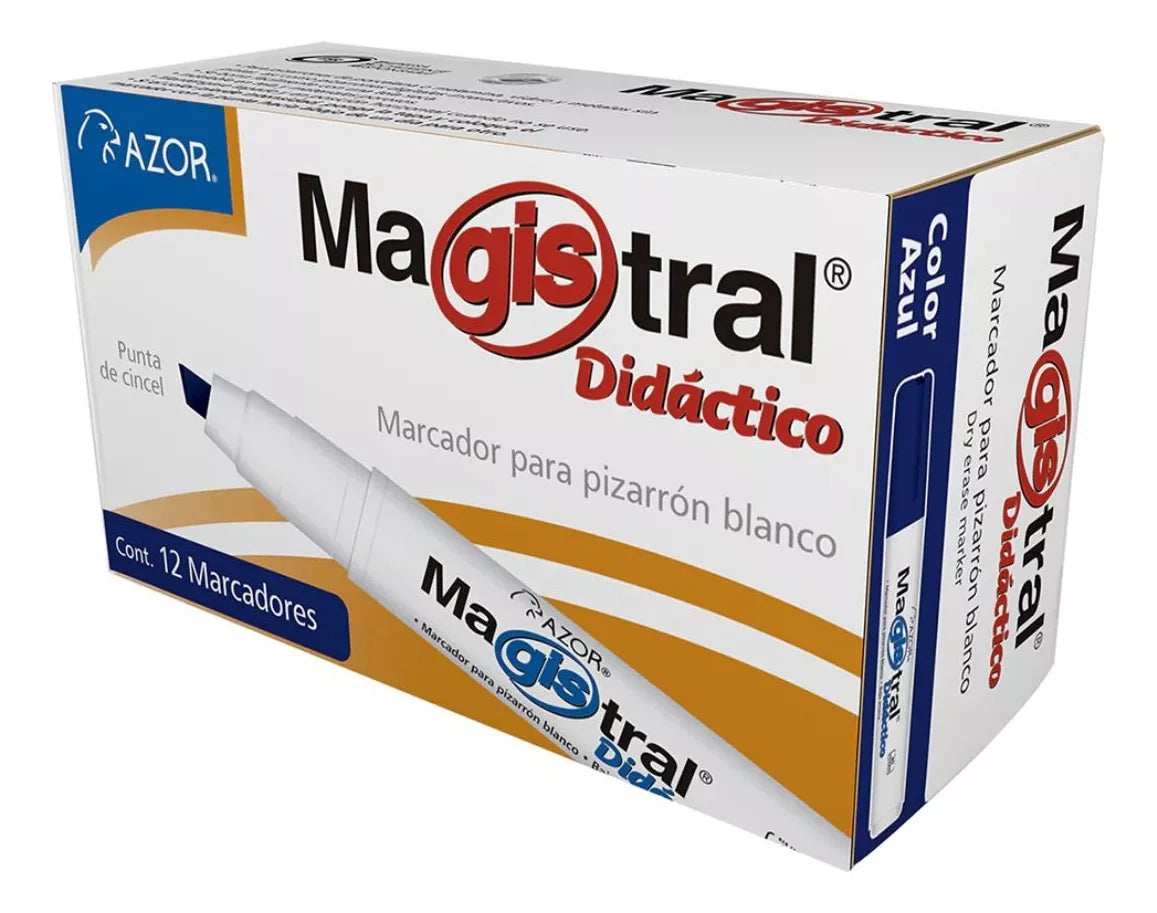 Marcadores Azor para Pizarrón Blanco Magistral Didactico 6mm 12 Piezas Elegir Color - MarchanteMX