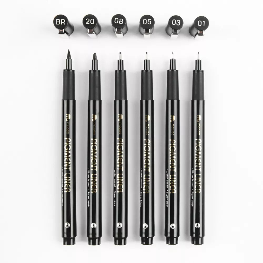 Kit Estilógrafo Profesional Negro Puntas Diferentes 6 Pzs