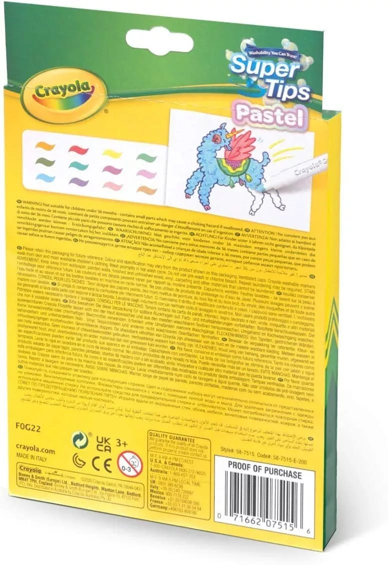 Marcadores Plumones Crayola Super Tips Pastel 12 Colores - MarchanteMX