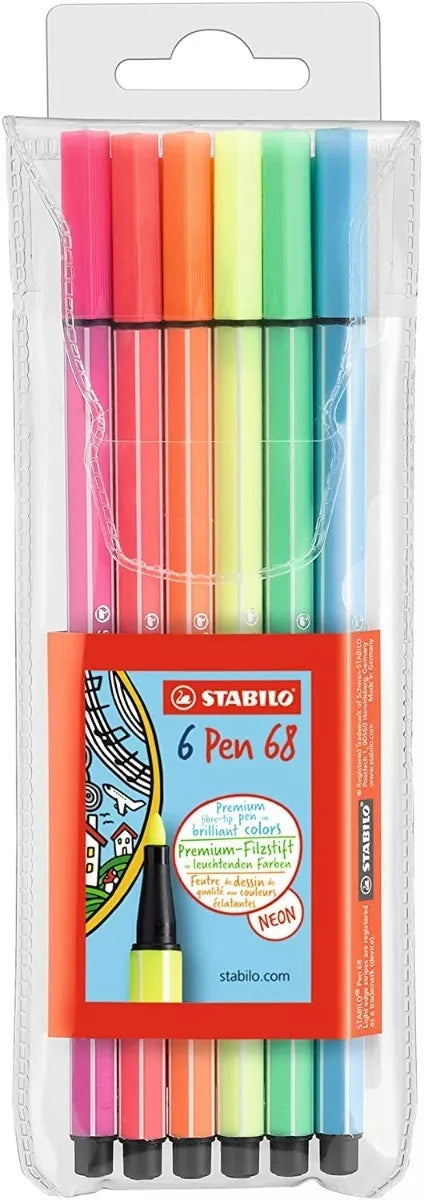 Rotulador Stabilo Pen 68 Neón 1 Mm Estuche Con 6 Colores