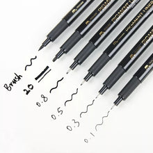 Kit Estilógrafo Profesional Negro Puntas Diferentes 6 Pzs