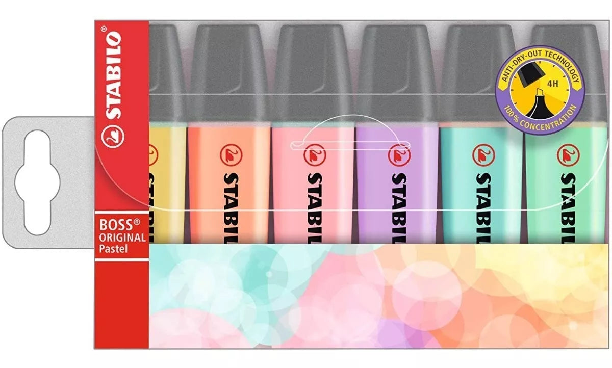 Marcatextos Stabilo Boss Original Colores Pastel 6 Piezas