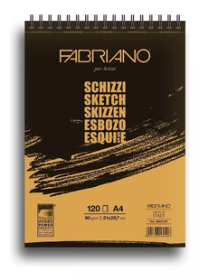 Block Fabriano Arte Sketch Esbozo Espiral 90 G A4 120 Hojas