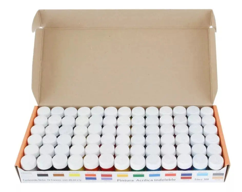 Kit Pinturas Acrílicas Politec Línea 300 Estuche 78 Frascos - Politec - vista trasera