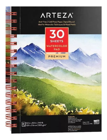 1 Block Papel Acuarela Watercolour 300g 14x21cm Arteza