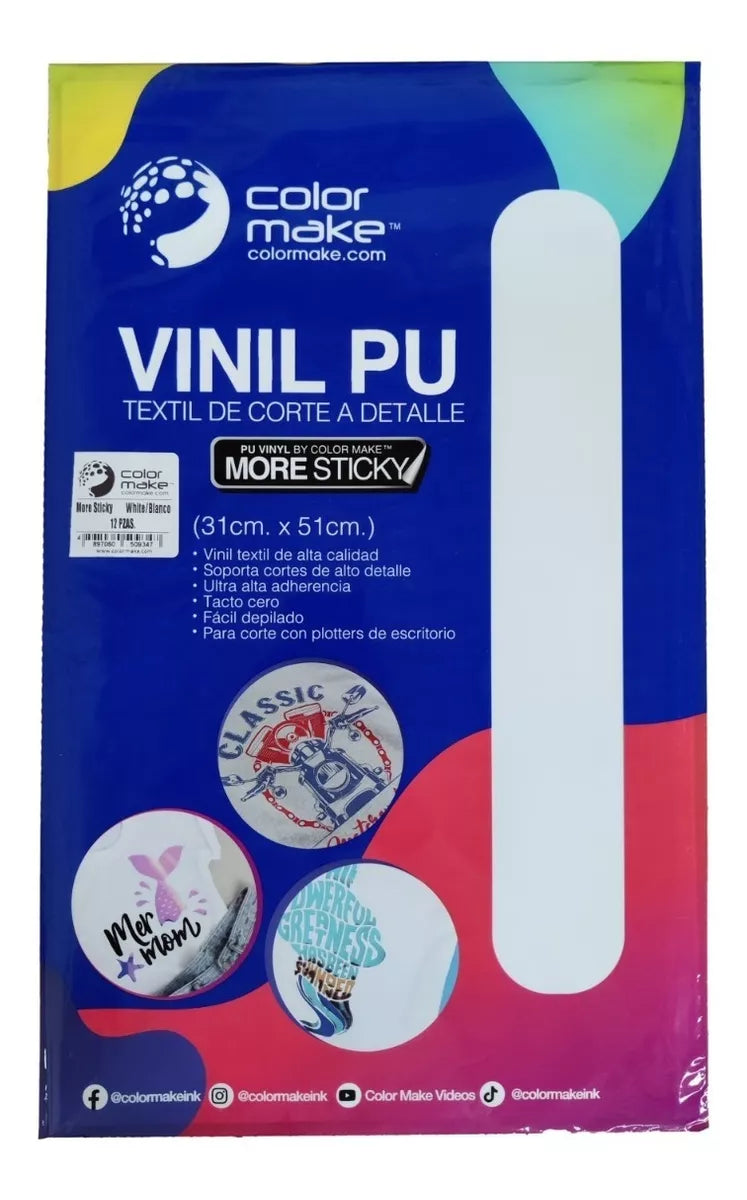 Vinil Textil Detalle More Sticky Color Make 31 X 51 Cms 12 Hojas