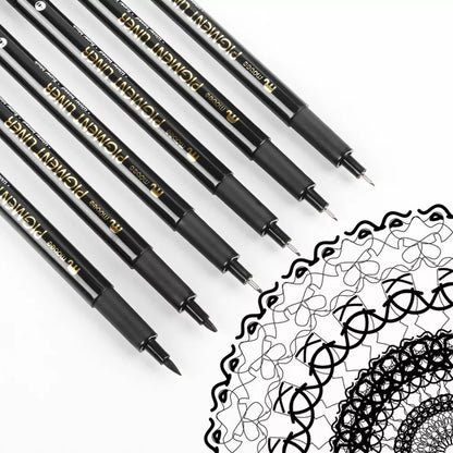 Kit Estilógrafo Profesional Negro Puntas Diferentes 6 Pzs