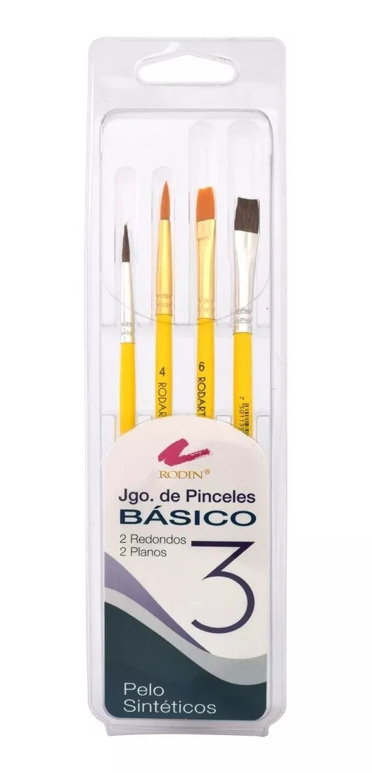 Juego De Pinceles Básico Rodin Mod 3 Pelo Y Sintéticos 4 Pzs