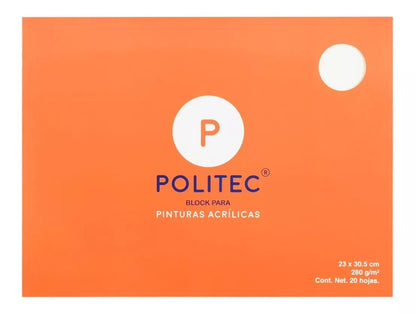 Block Para Pintura Acrílica Politec 23 X 30.5 Cms 20 Hojas