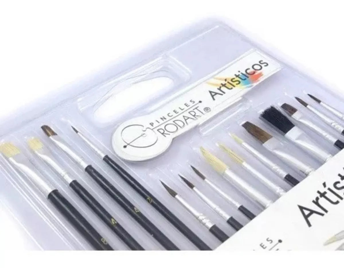 Kit 15 Pinceles Pintura Rodin Óleo Acrílico Acuarelas Arte