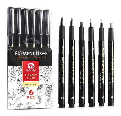 Kit Estilógrafo Profesional Negro Puntas Diferentes 6 Pzs