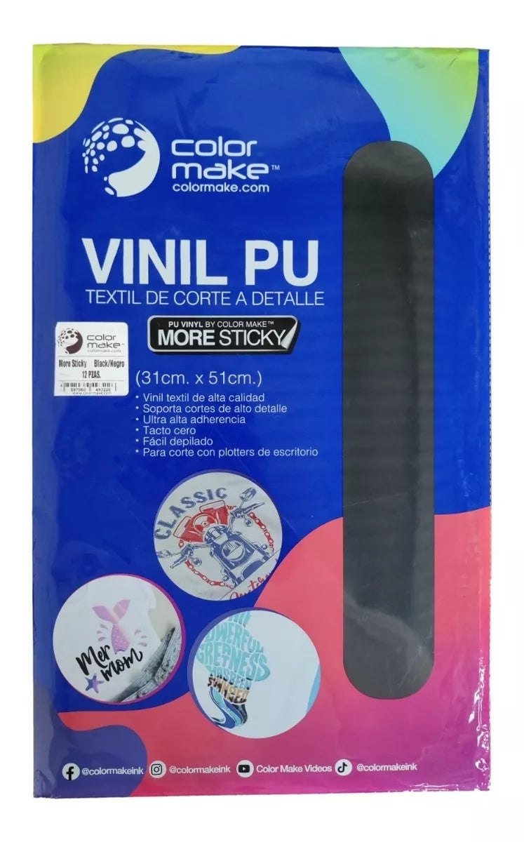 Vinil Textil Detalle More Sticky Color Make 31 X 51 Cms 12 Hojas
