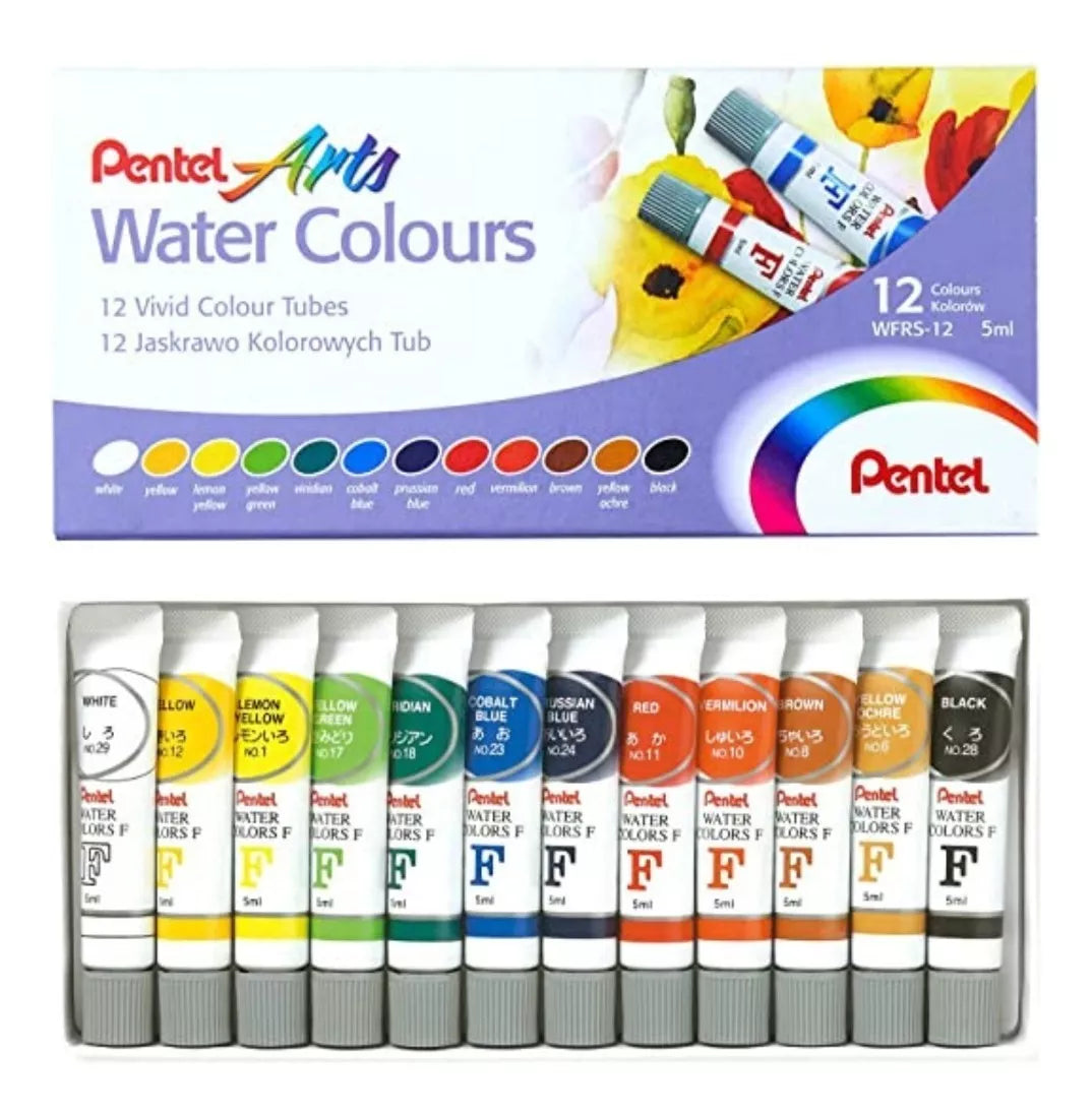 Acuarelas Profesionales Pentel Arts Estuche 12 Colores 5 Ml C/u