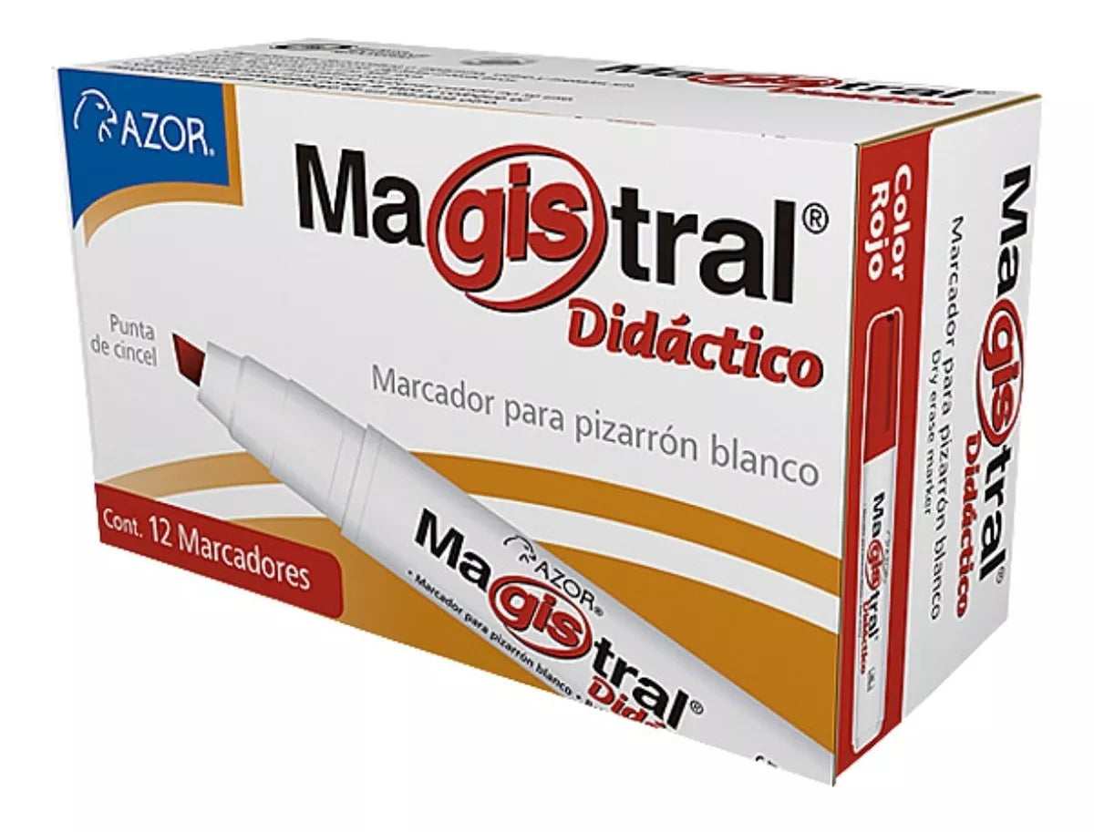 Marcadores Azor para Pizarrón Blanco Magistral Didactico 6mm 12 Piezas Elegir Color - MarchanteMX
