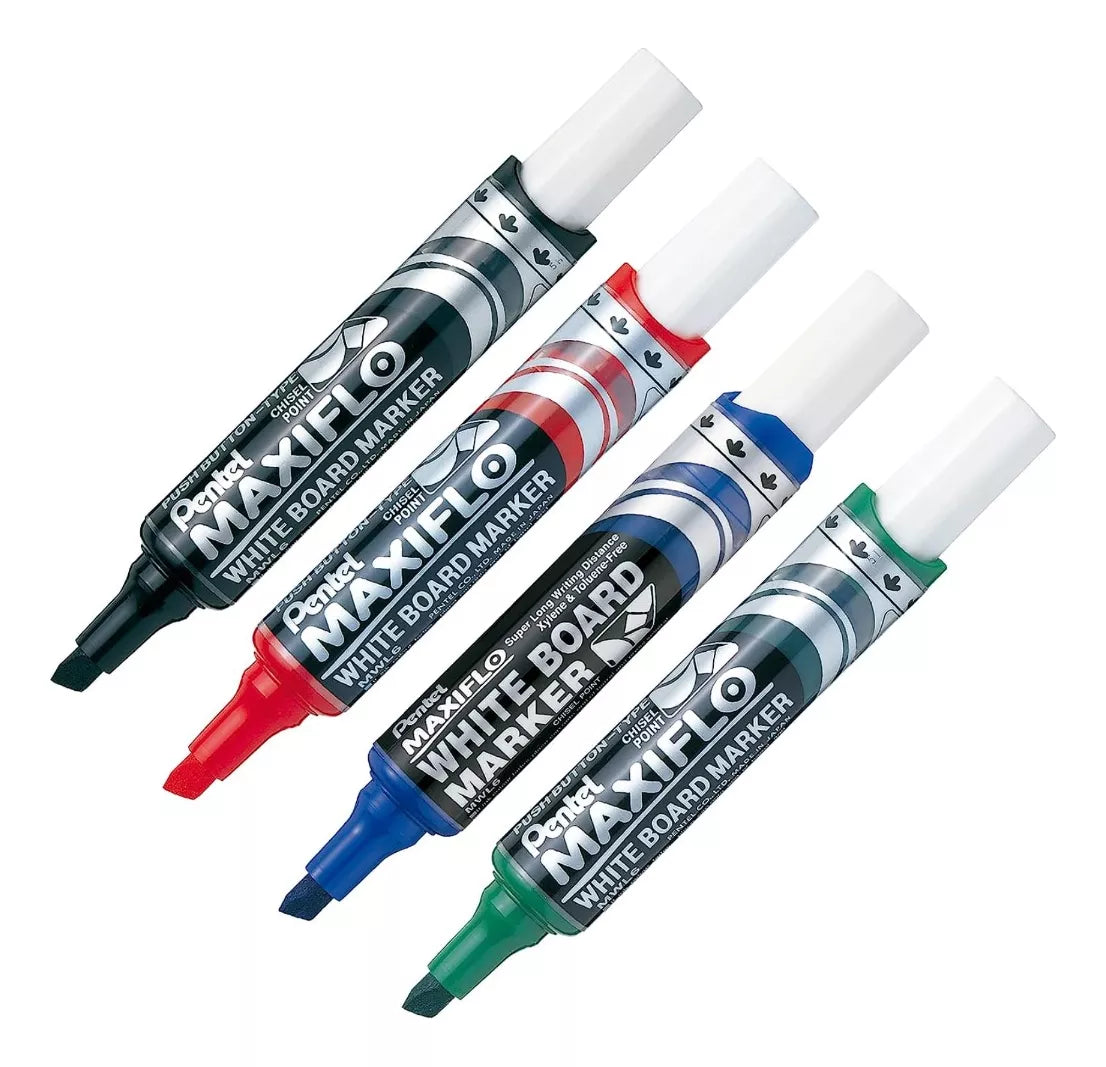 Marcador Para Pizarrón Blanco Pentel Maxiflo Caja 4 Piezas