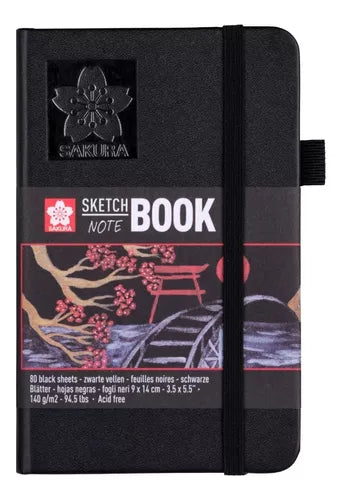 Libreta Sakura Sketch Book Hoja Negra 9 X 14 Cm 140 G 80 Hjs