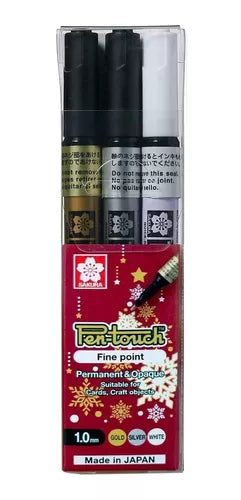 Plumón Marcador Permanente Sakura Pen Touch Fine Point 3 Pzs